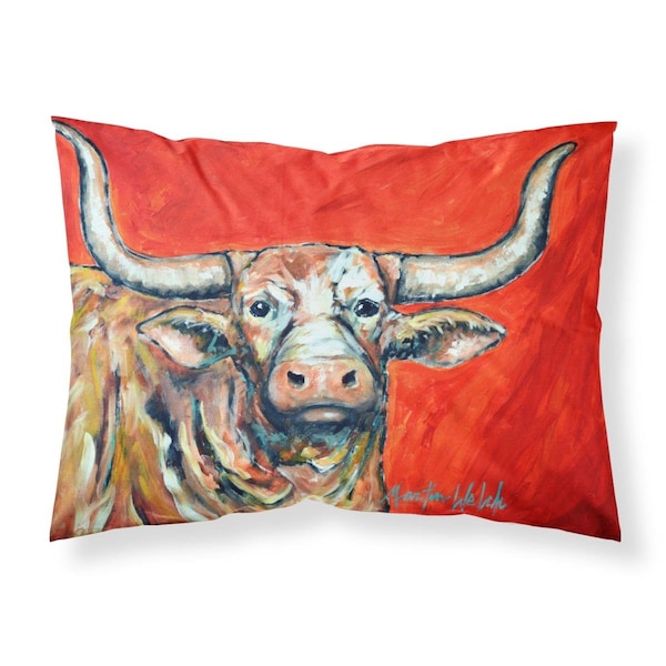 Carolines Treasures Carolines Treasures MW1281PILLOWCASE See Red Longhorn Cow Fabric Standard Pillowcase MW1281PILLOWCASE - main